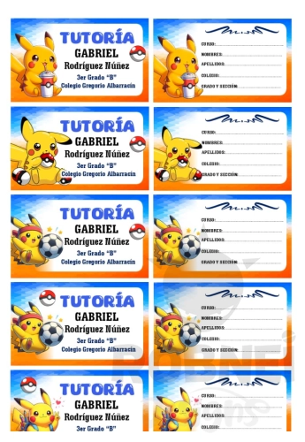 Pikachu Pokemon Etiqueta